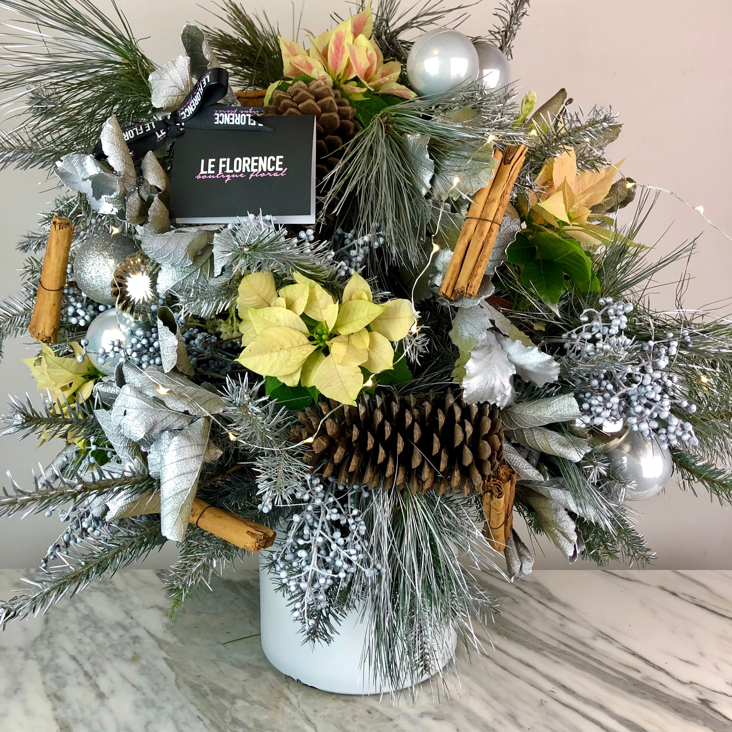 ARREGLO NAVIDAD PLATEADO