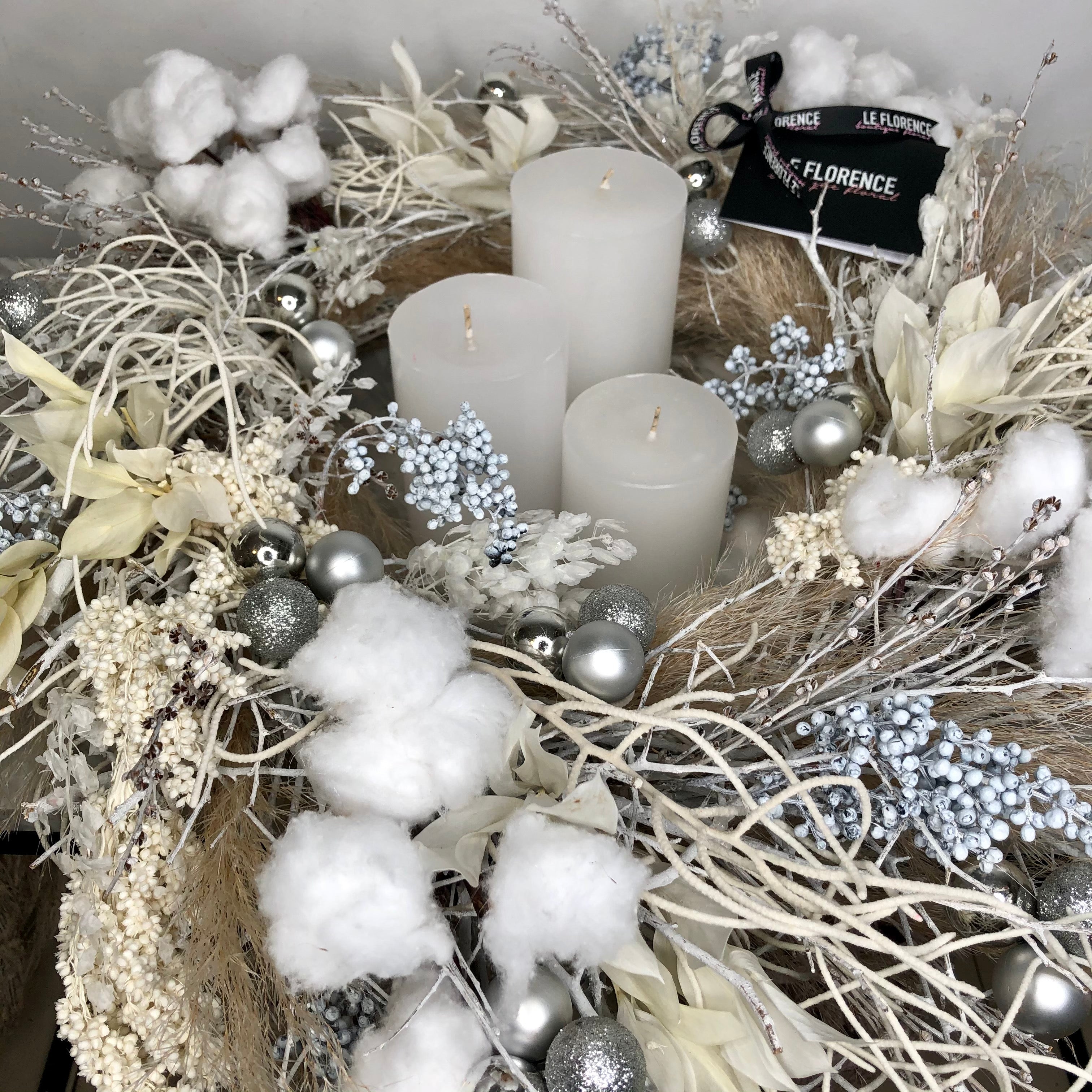 CENTRO DE MESA NAVIDAD BLANCA