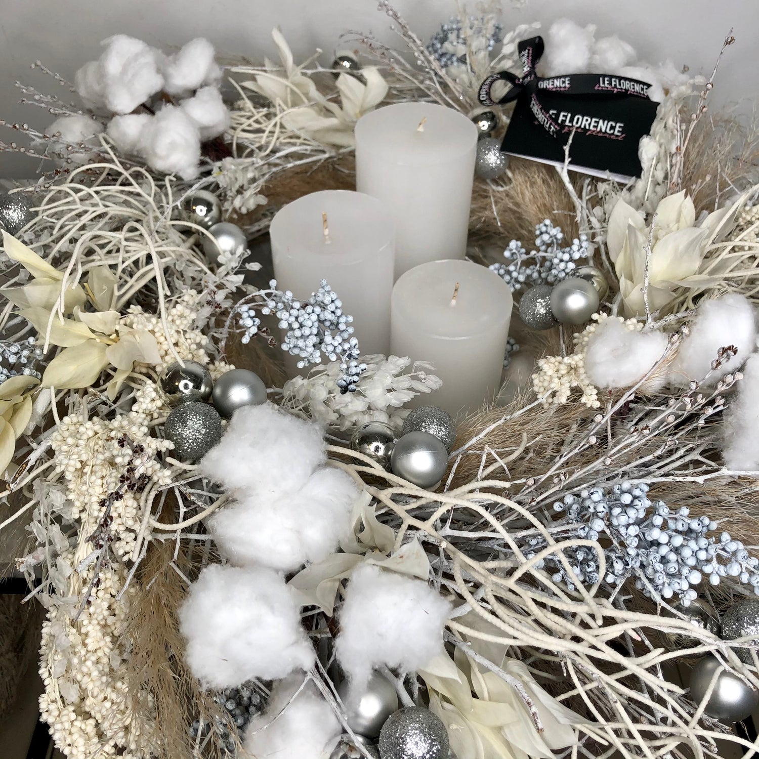 CENTRO DE MESA NAVIDAD BLANCA